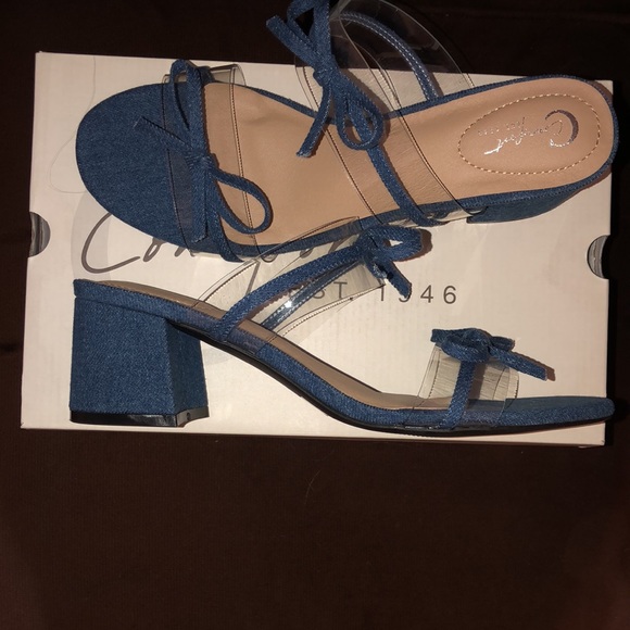 Comfort Denim Bow Heels - Picture 4 of 11